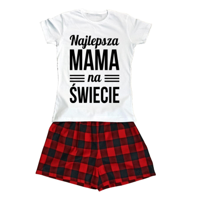 Piżama damska komplet koszulka + flanelowe spodenki - Najlepsza mama na świecie